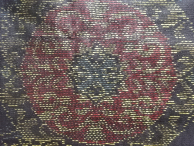 JAPANESE KIMONO / ANTIQUE FLOWER PATTERN WOVEN DORO OSHIMA TSUMUGI KIM